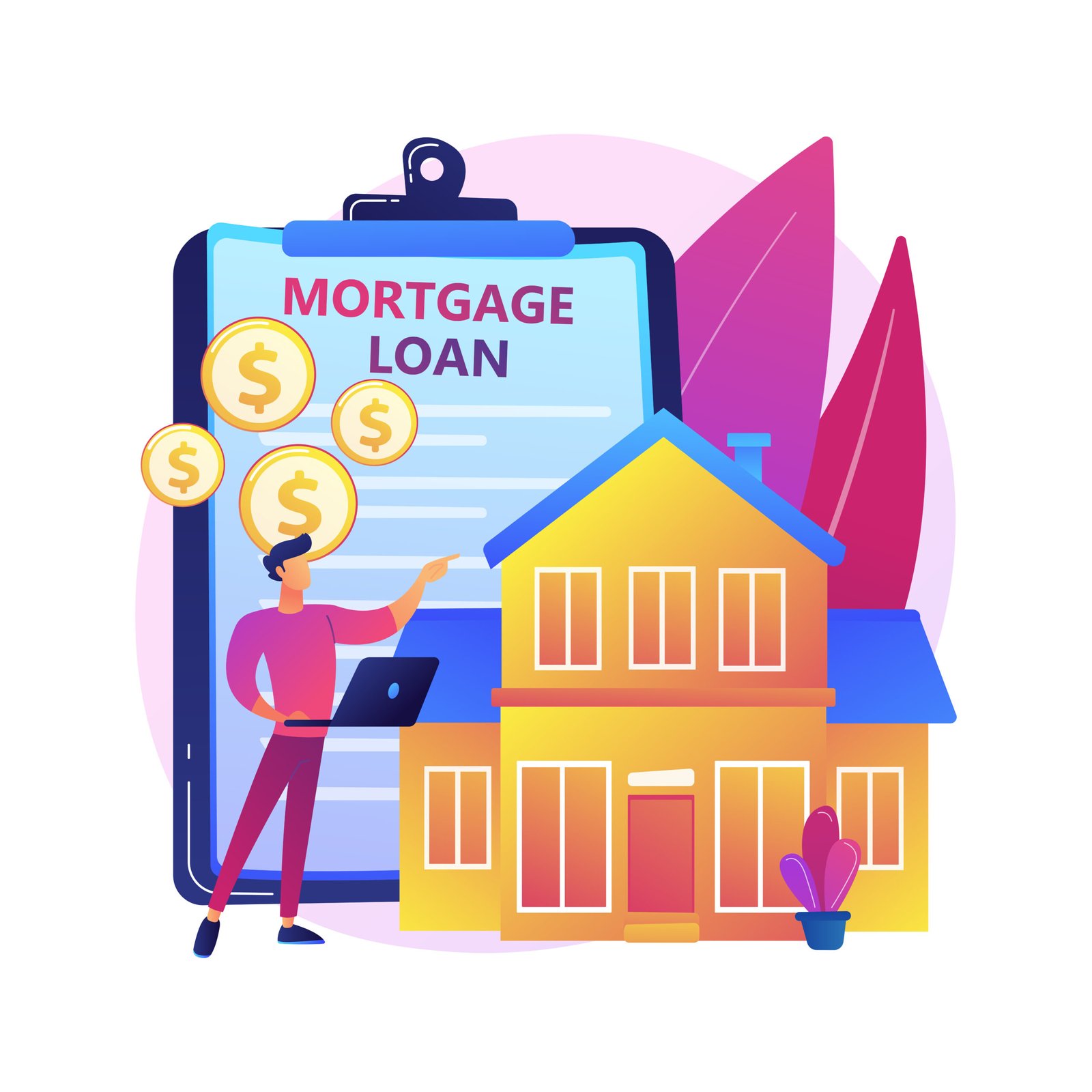 Mortgage loan abstract concept vector illustration. Home bank credit, down payment, real estate services, house loan pay off, investment portfolio, family financial burden abstract metaphor.