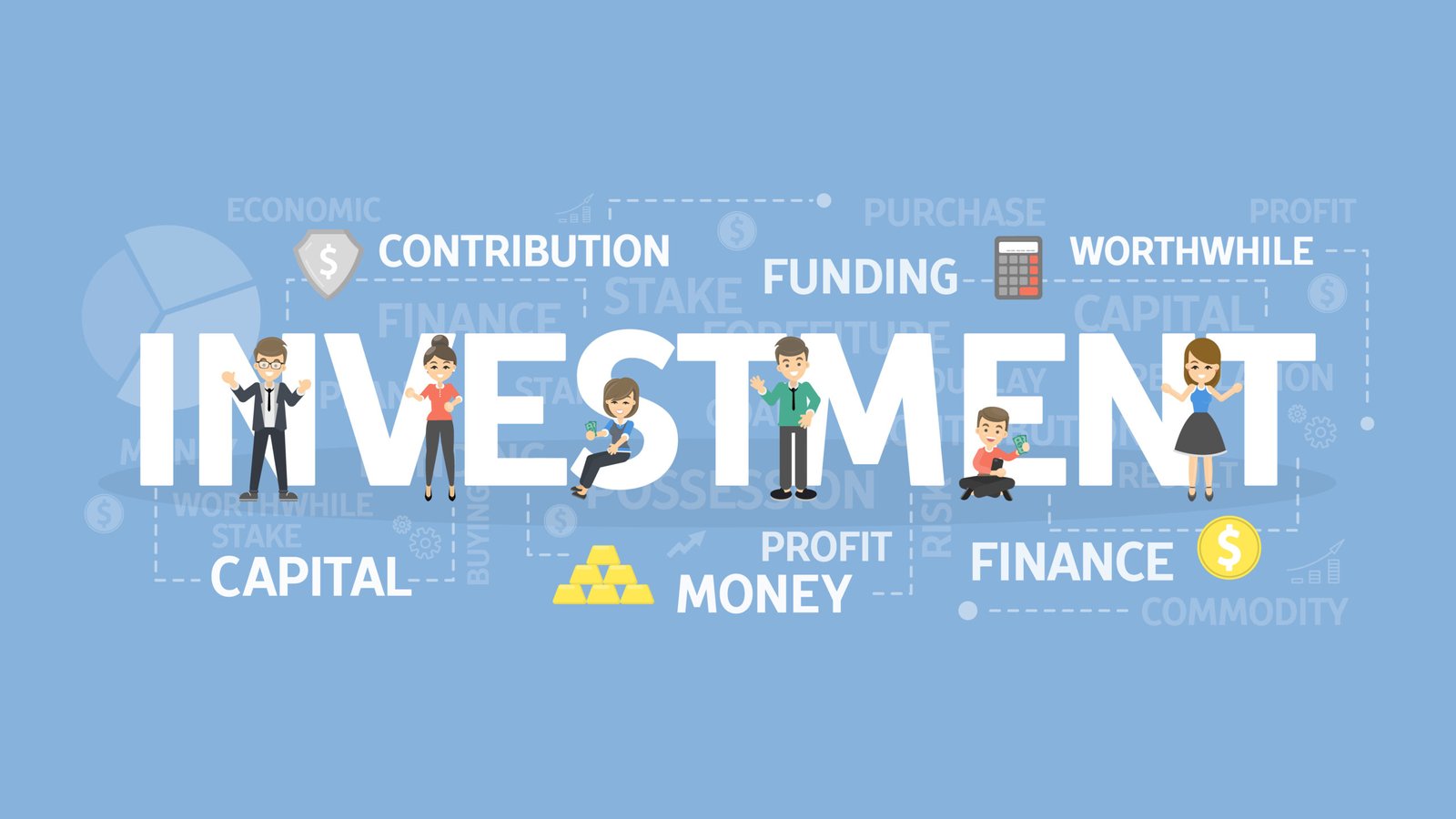 Investment concept illustration. Idea of money, finance and capital.