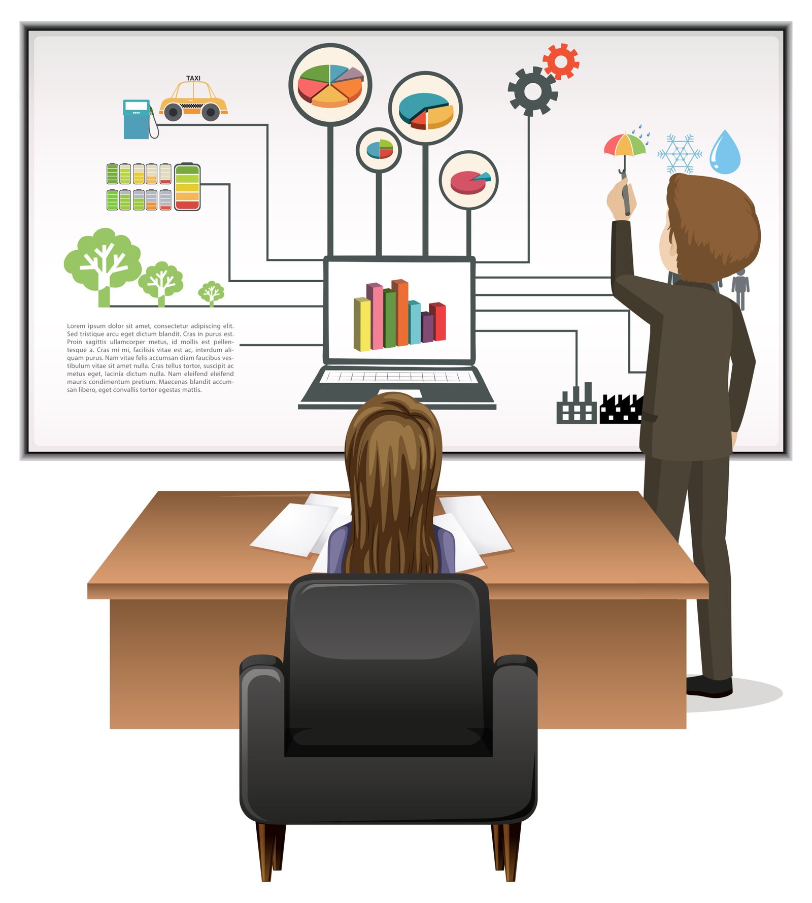 Business people working in office illustration